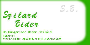 szilard bider business card